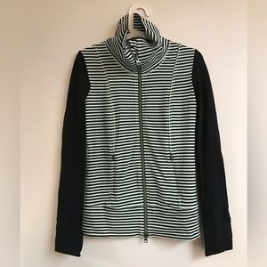 Lululemon Women's Daily Yoga Jacket Stripe Mint Moment Black Zip Up Size 4